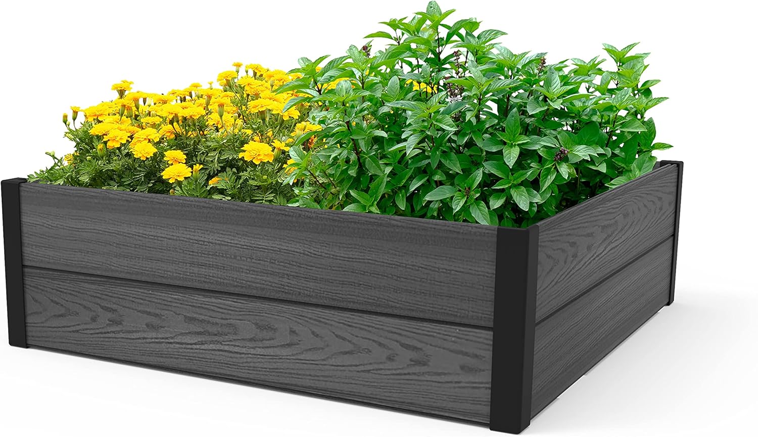 Keter 48 in. Wood Look Raised Garden Bed for Outdoor Plants