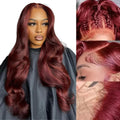 Burgundy Lace Front Wig 13x4 HD Lace 24in 180% Density - Body Wave