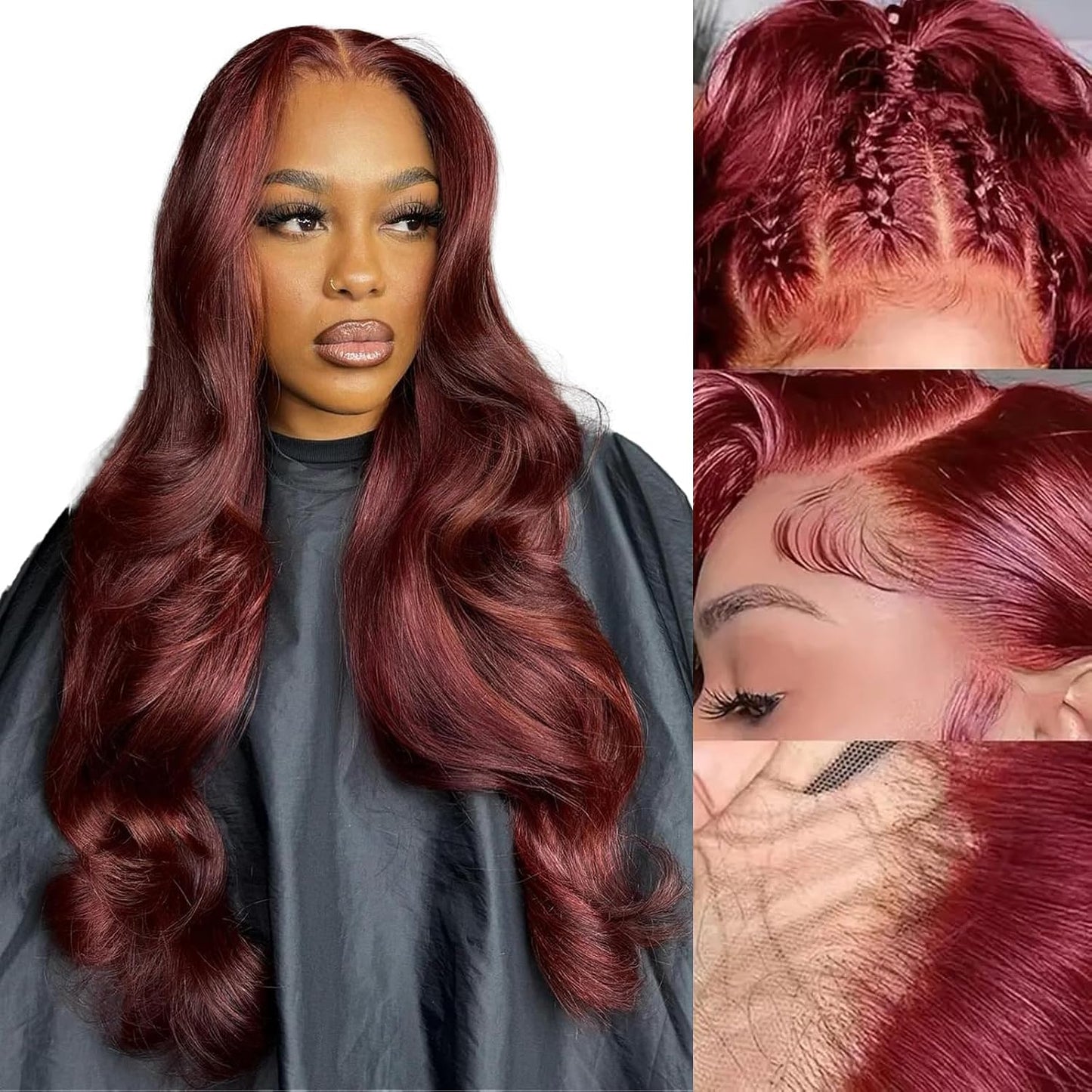 Burgundy Lace Front Wigs Human Hair for Women Body Wave Style