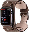 Cuff Watch Band for Apple 44mm Mocha Leather - Handmade Comfort