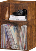 2 Cube Bookshelf Record Player Stand - Narrow Wood Shelf for Vinyl