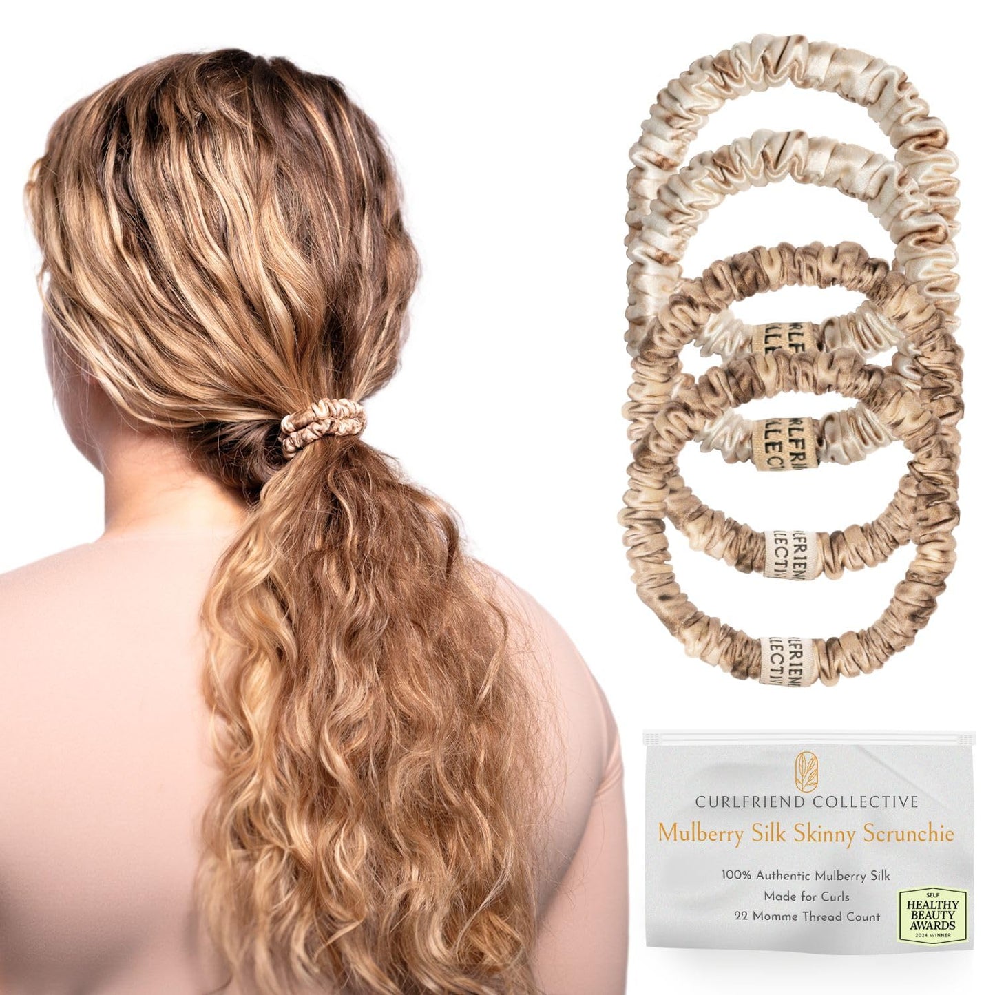 Authentic Mulberry Silk Skinny Hair Scrunchies by Curlfriend