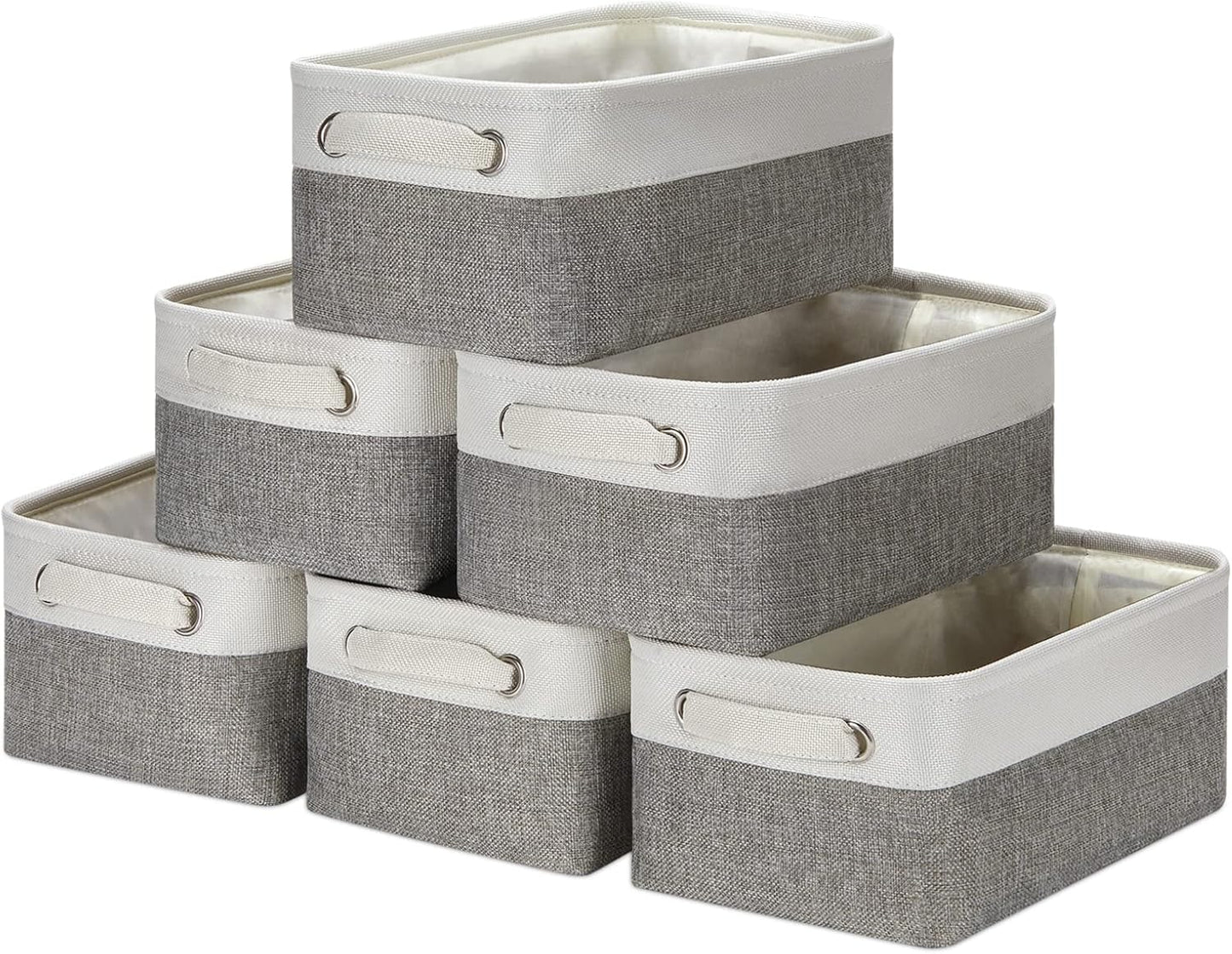 HNZIGE Small Organizer Bins for Shelf - Set of 6 Decorative Baskets