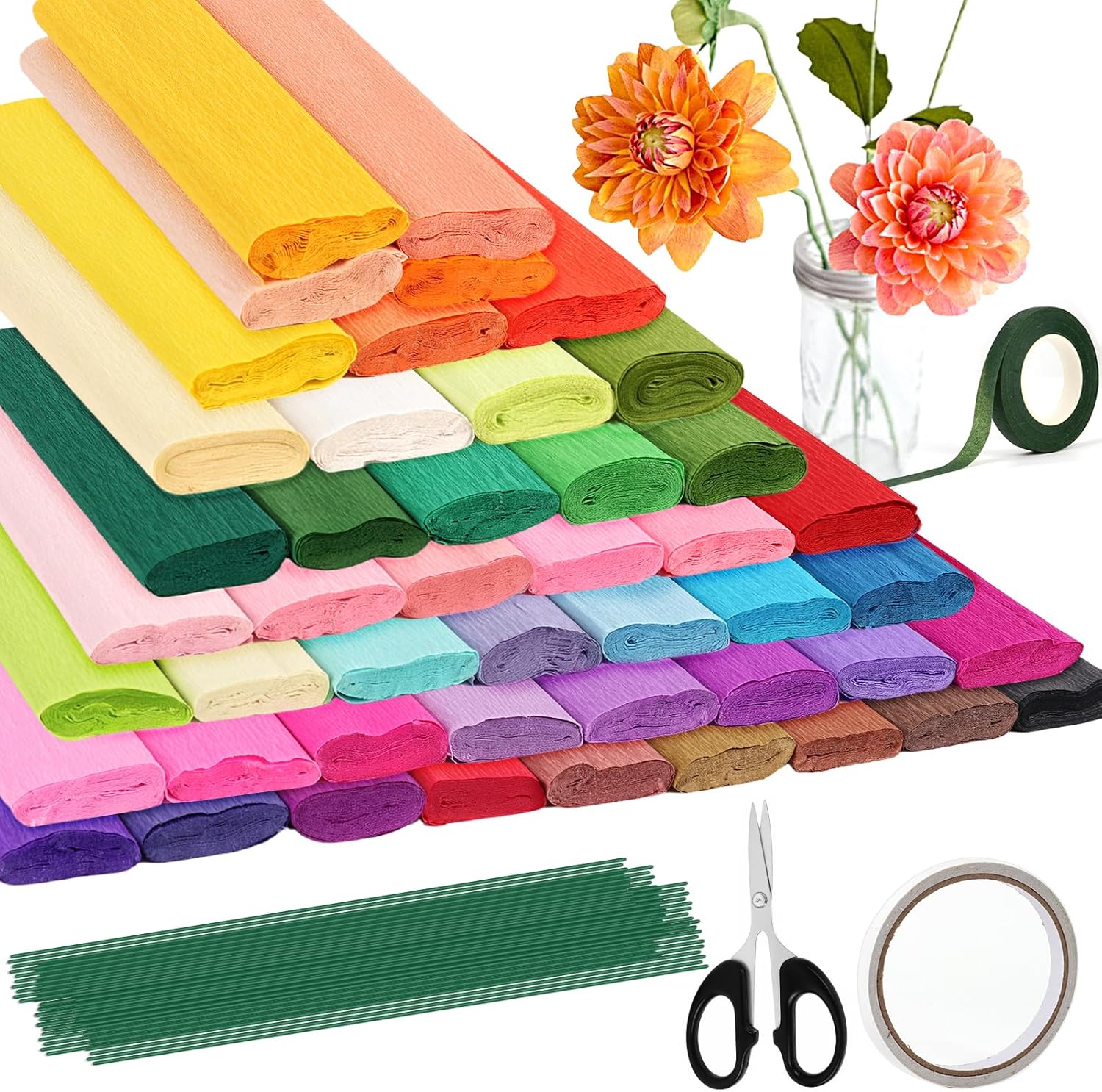 46 Colors Crepe Paper Rolls for DIY Gifts and Decorations