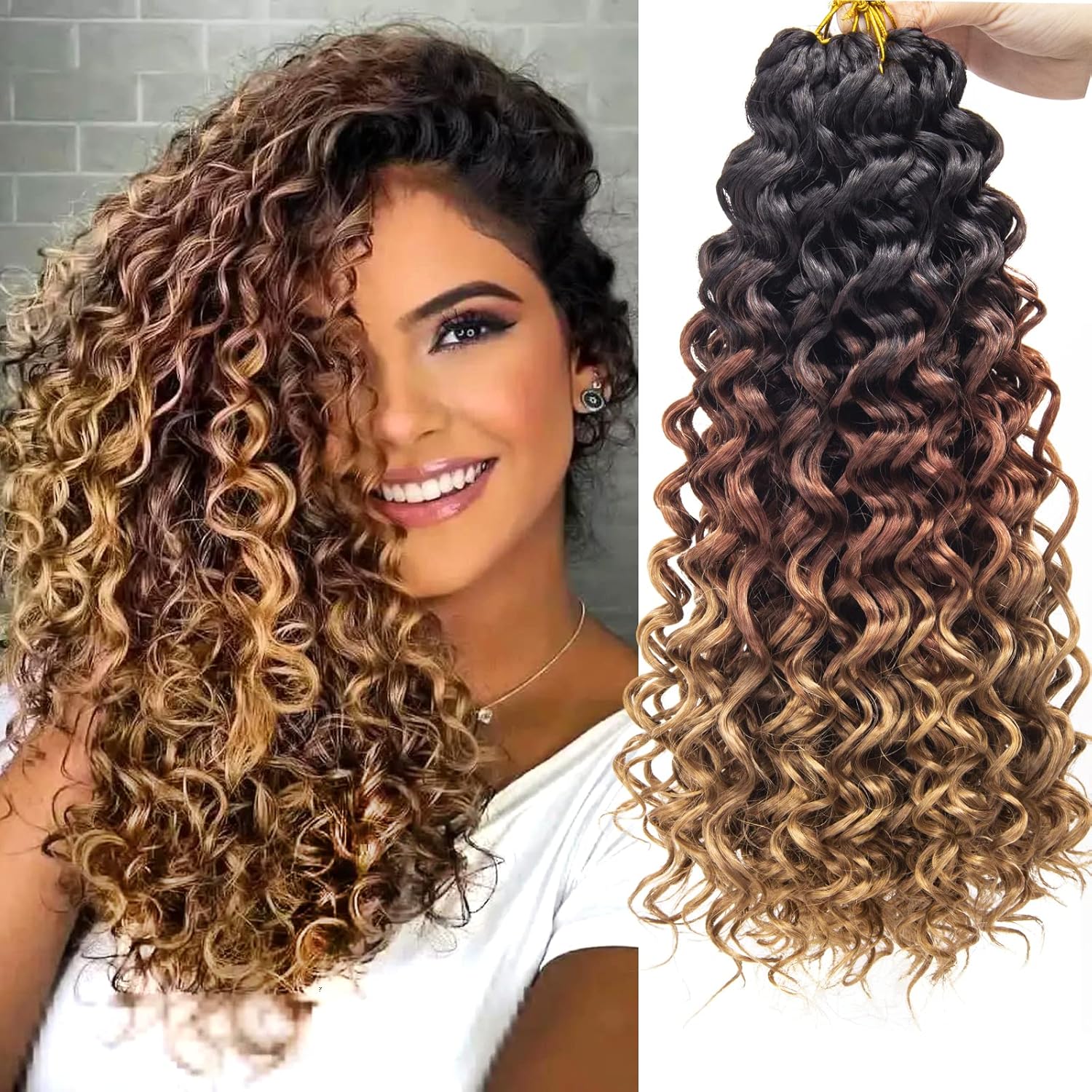 Curly Crochet Hair GoGo Curl Extensions for Women - 14in Deep Wave