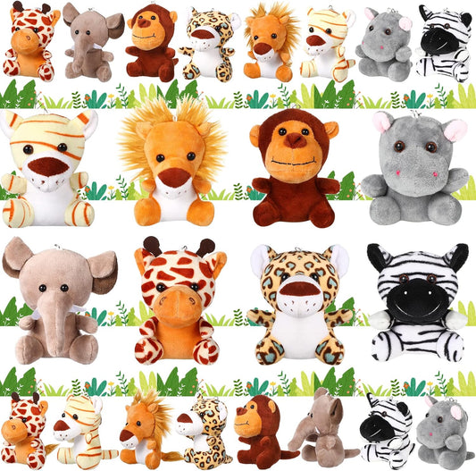 Mini Stuffed Jungle Animals 40 Pack for Kids Parties and Decor