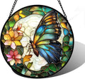 Stained Glass Window Hanging Butterfly Flower Sun Catcher - Colorful