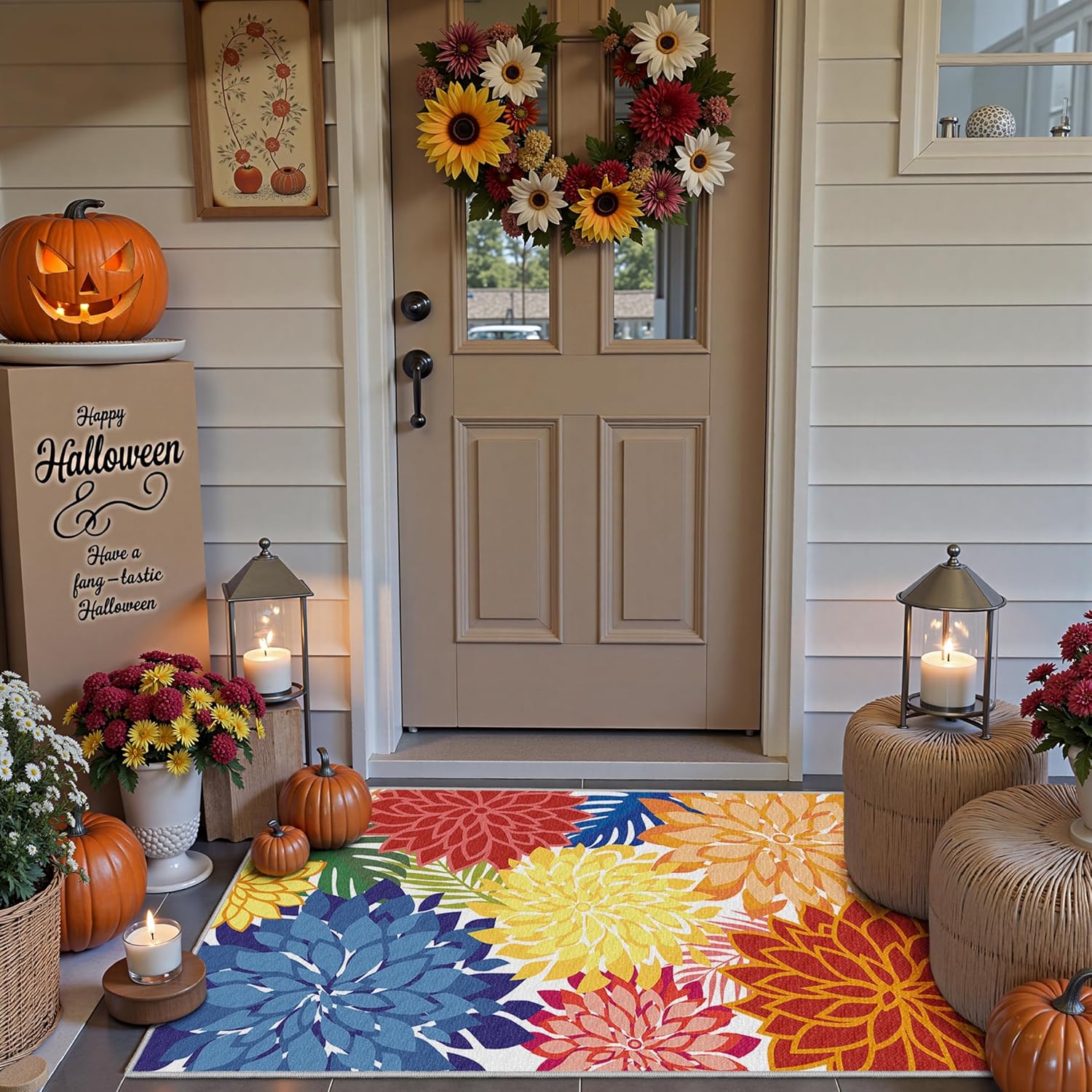 Area Rug 2x3 Washable Floral Indoor Kitchen Door Mat