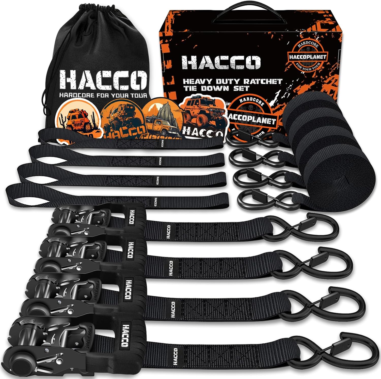 Heavy Duty Ratchet Straps with 5280lb Strength for Cargo