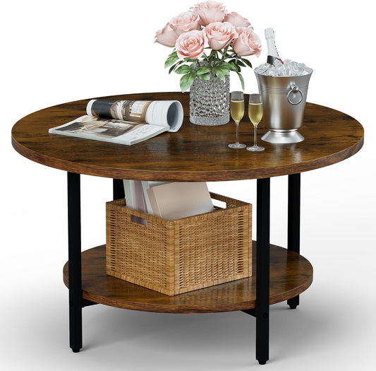 Stylish Round Coffee Table with Storage for Living Room Use