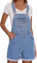 Women's Denim Shortalls High Waist Bib Jeans Overalls Shorts