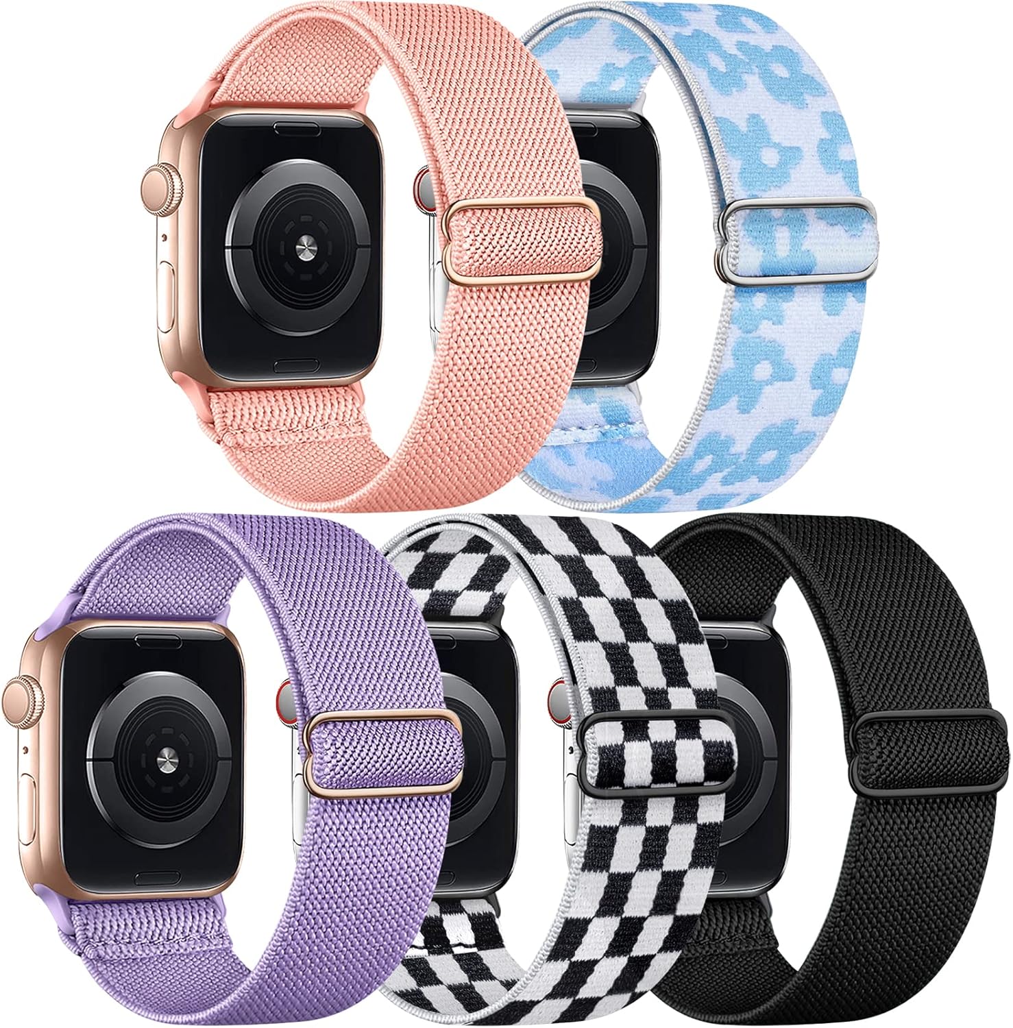 Cangroo Elastic Nylon Apple Watch Bands - 5 Pack for Ultimate Comfort!
