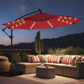10ft Solar-Powered Offset Patio Umbrella - LED Lighted Shade