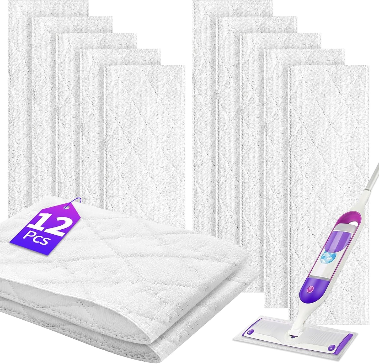Highly Absorbent Microfiber Pads for Swiffer PowerMop - 12 Pack