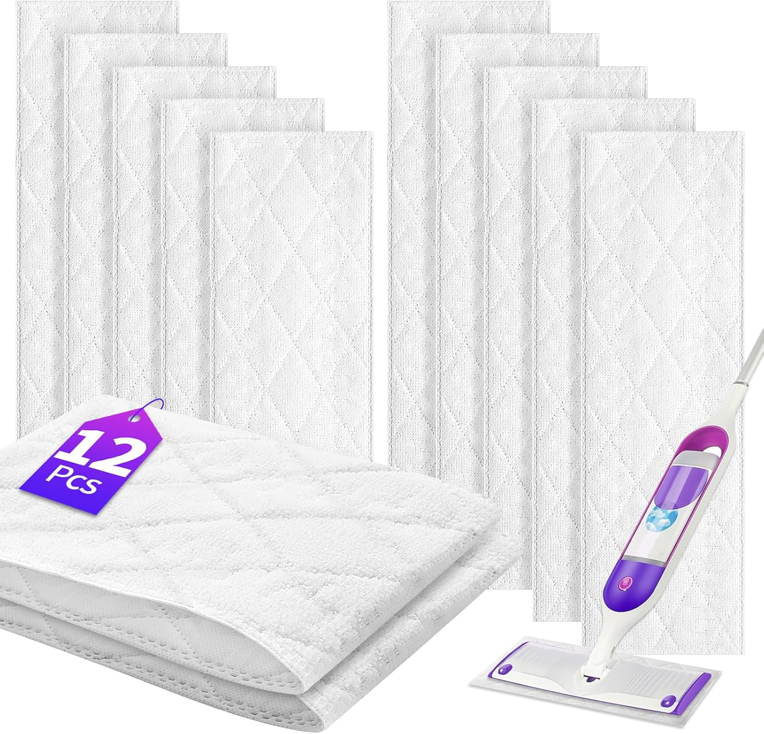 Highly Absorbent Microfiber Pads for Swiffer PowerMop - 12 Pack