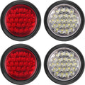 4 in Round LED Trailer Tail Lights Kit - 2 Red + 2 White Backup