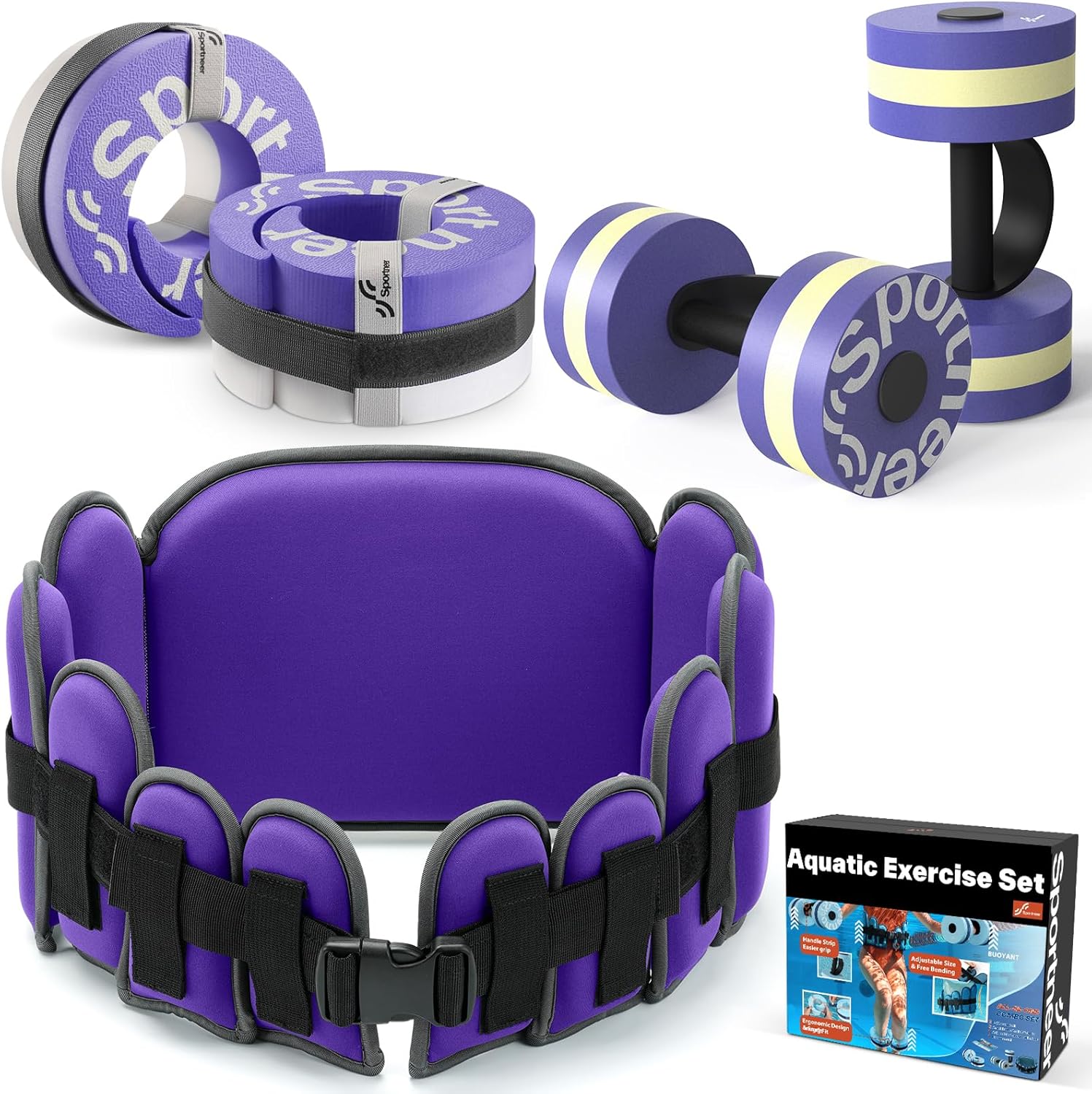 Sportneer Water Aerobics Pool Exercise Equipment Combo Set