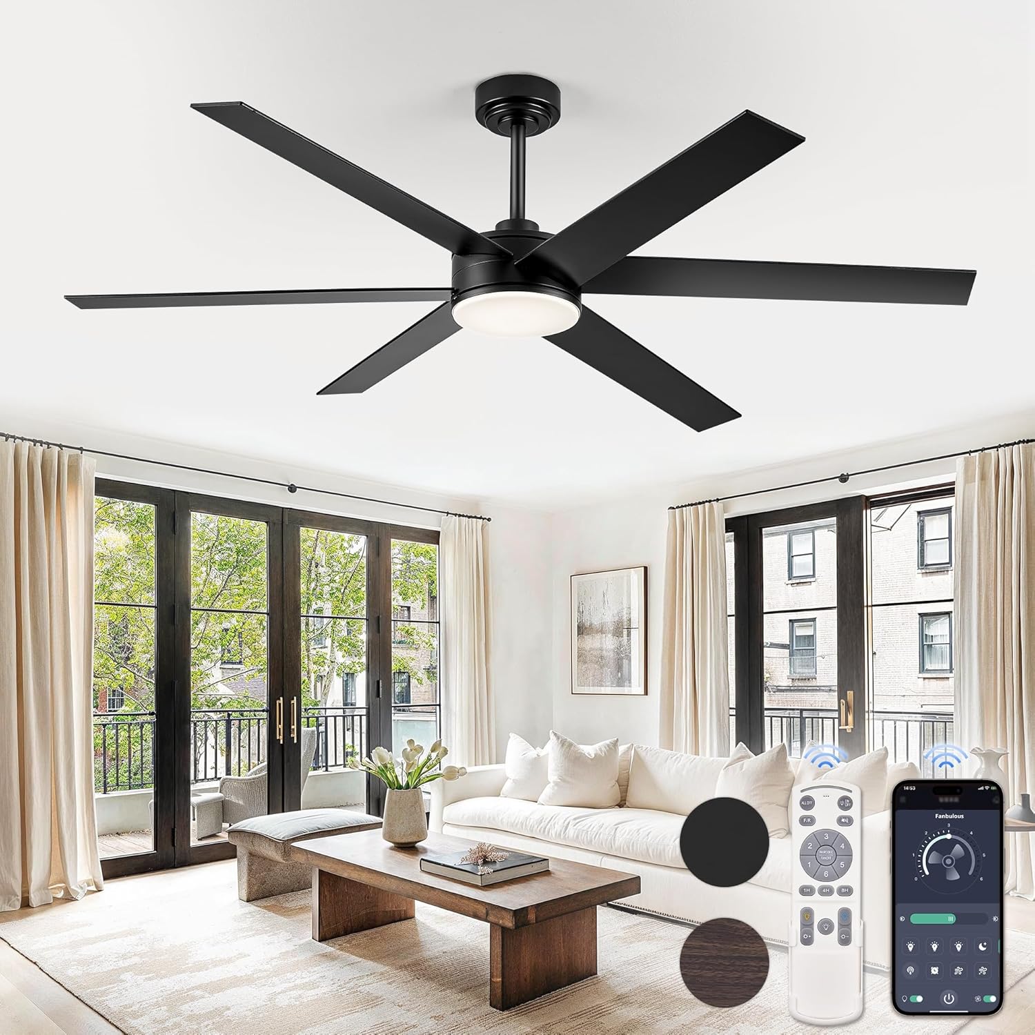 Fanbulous 60 Inch Ceiling Fan with Lights and Remote Control