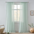 Linen Sheer Curtains Sage Green 96 in Panels - Light Filtering