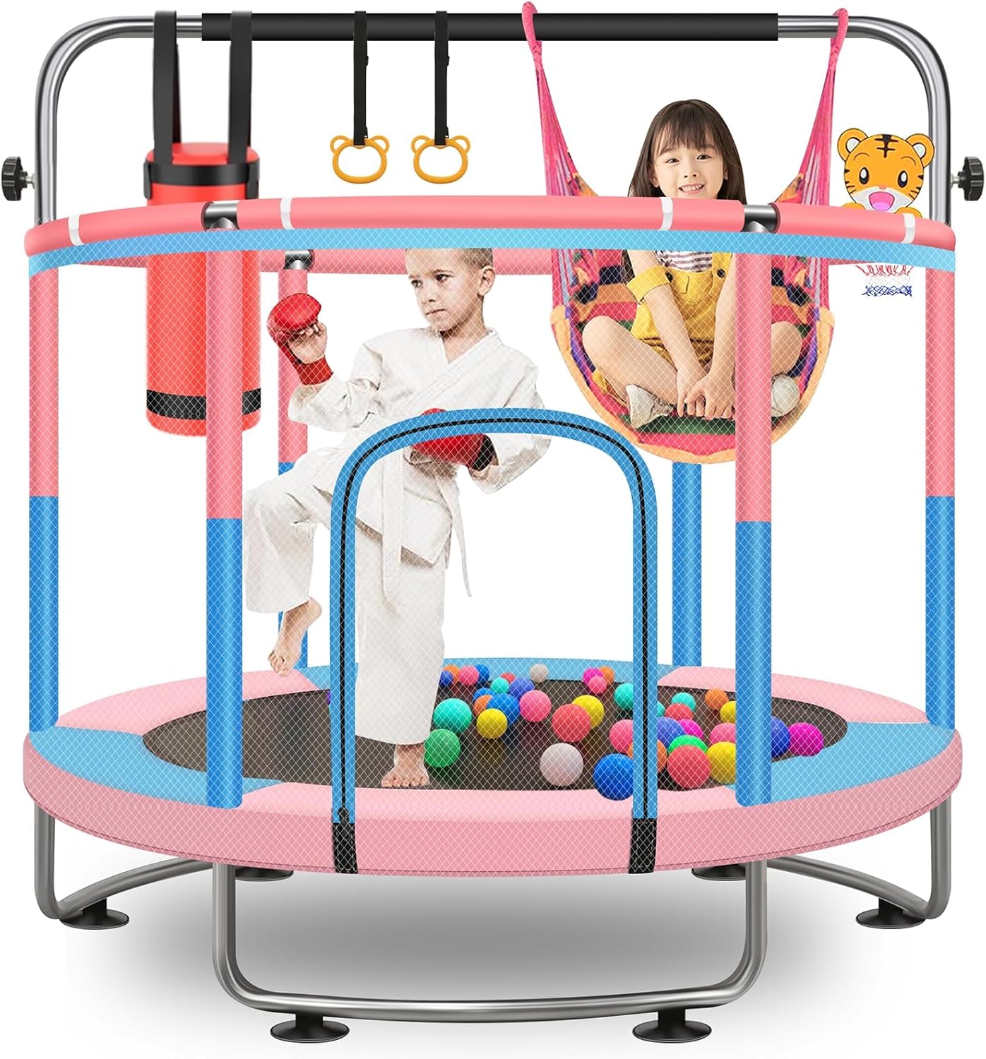 60 Toddler Trampoline for Kids with Adjustable Gymnastics Bar