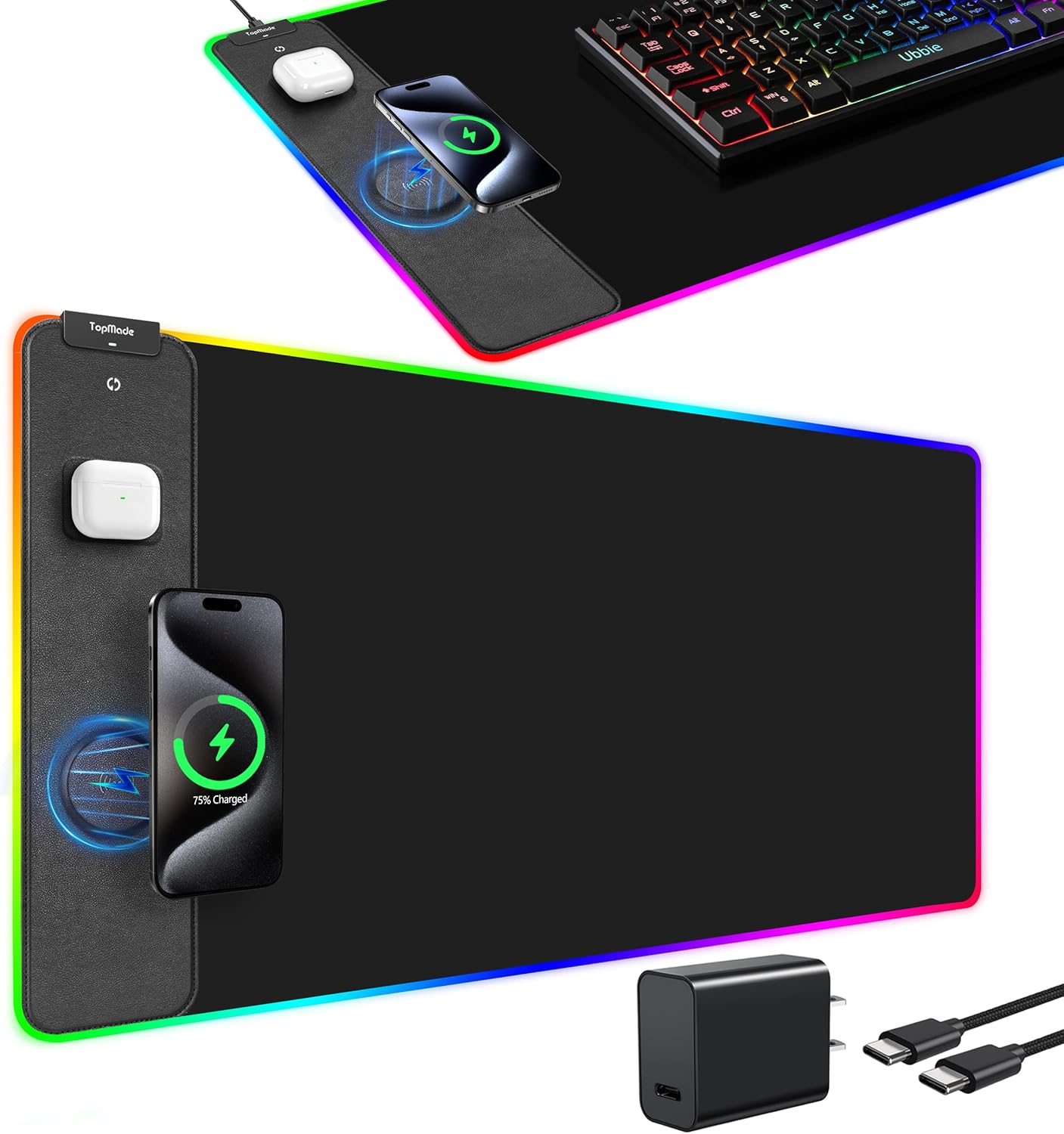 TopMade Waterproof RGB Mouse Pad: Ultra-Smooth Gaming Surface