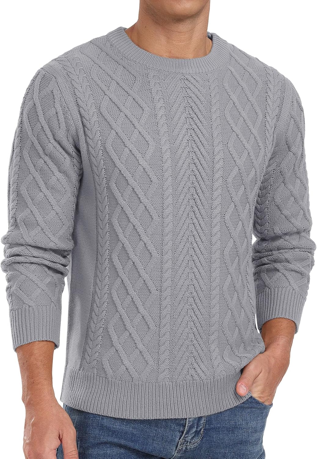 Askdeer Men's Pullover Sweater - Classic Fisherman Knit Style