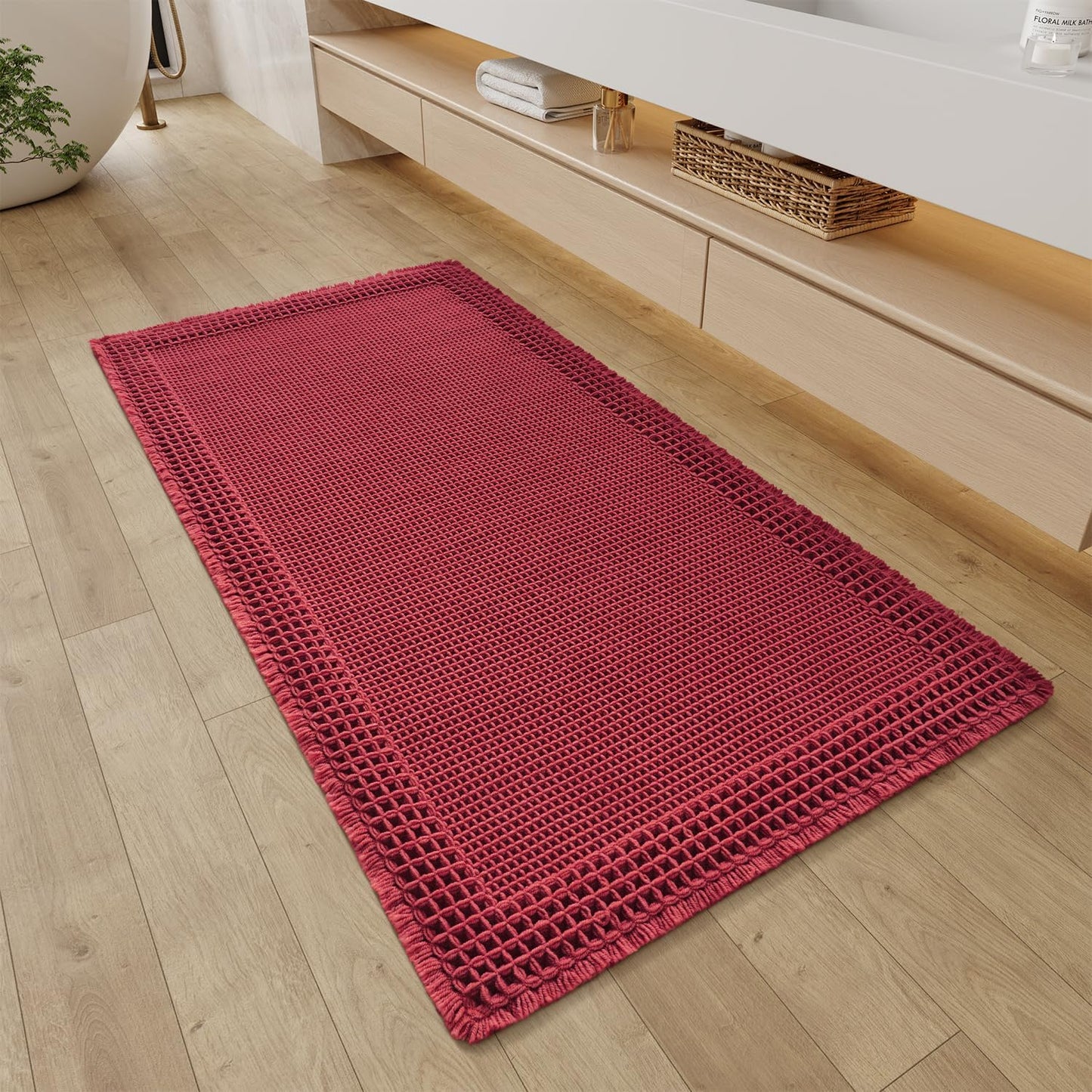 RESARE Waffle Bathroom Runner Rugs for Stylish Home Decor