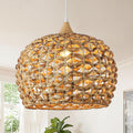 Boho Pendant Lights - Hand-Woven Rattan Chandelier for Home