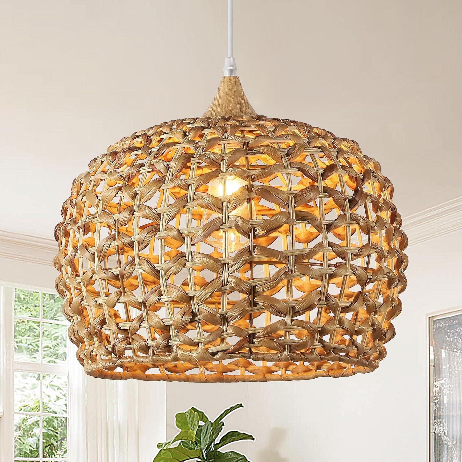 Boho Pendant Lights - Hand-Woven Rattan Chandelier for Home