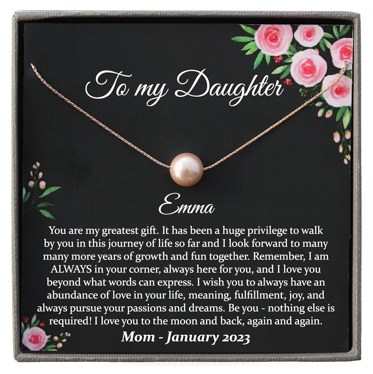 Personalized Daughter Necklace with Meaningful Message Gift
