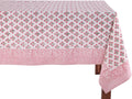 GULBAHAR White Pink Cotton Rectangle Tablecloth 60 x 90 in - Hand
