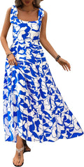 Summer Floral Sleeveless Maxi Dress - Flowy Casual Beachwear