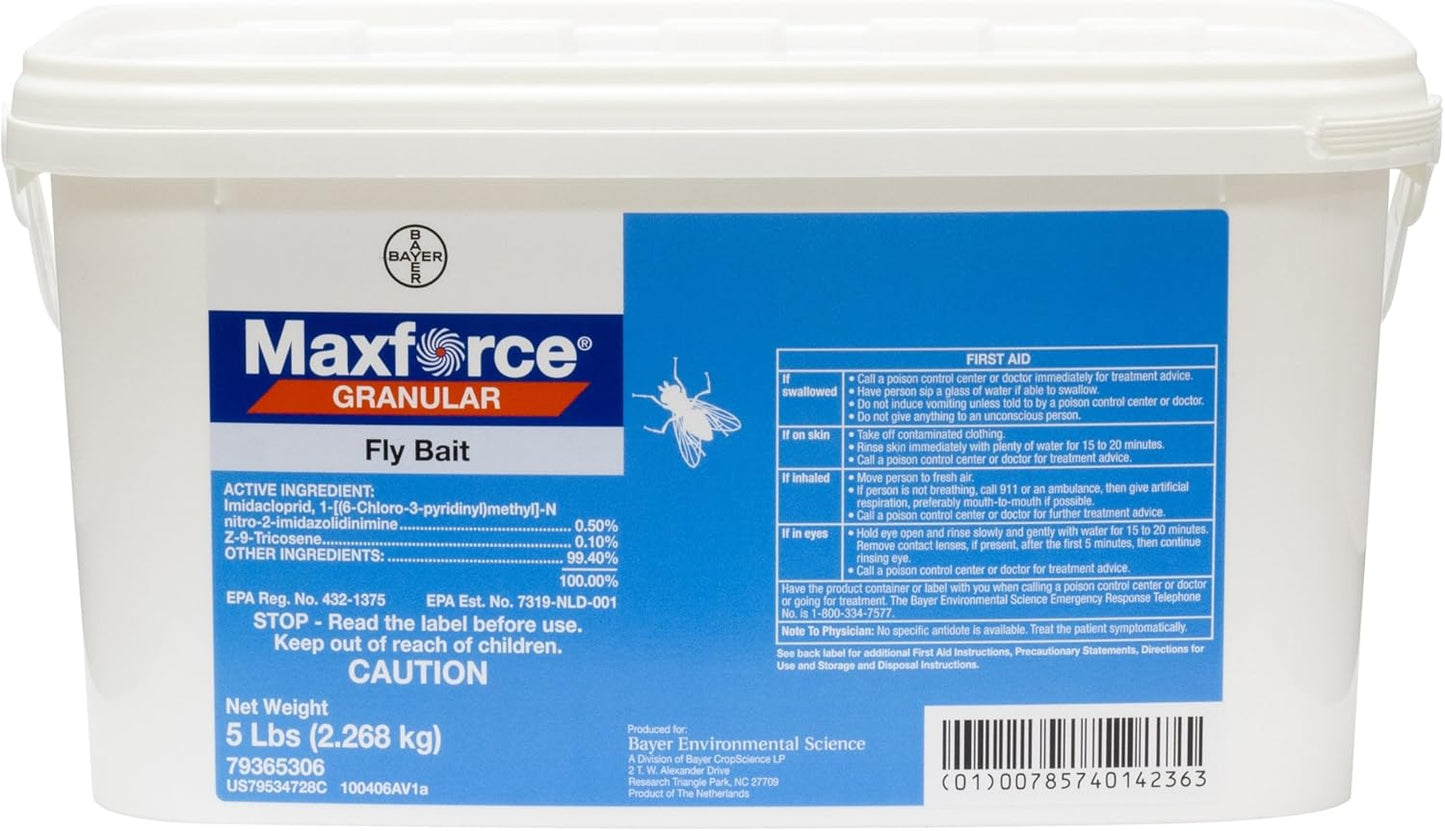 Maxforce Granular Fly Bait for Effective Fly Control 5lb Pail