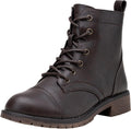 Womens Lace Up Ankle Boots Low Heel - Classic Combat Booties