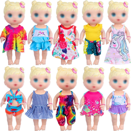 UNICORN ELEMENT 10pc Baby Doll Clothes Set - Perfect for 12 Dolls!