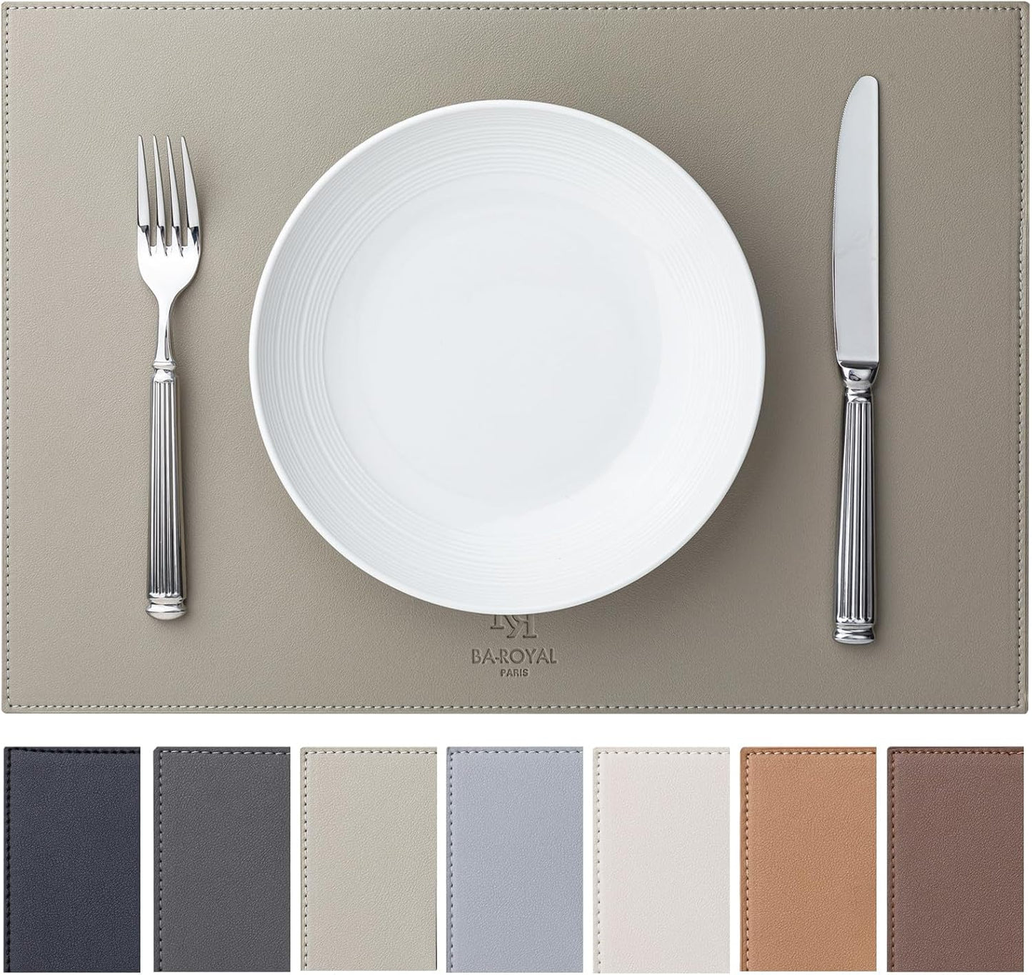 Faux Leather Placemats Set of 8 by BARoyal for Dining
