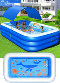Inflatable Pool with Canopy - Large Family Backyard Pool 100in x63in