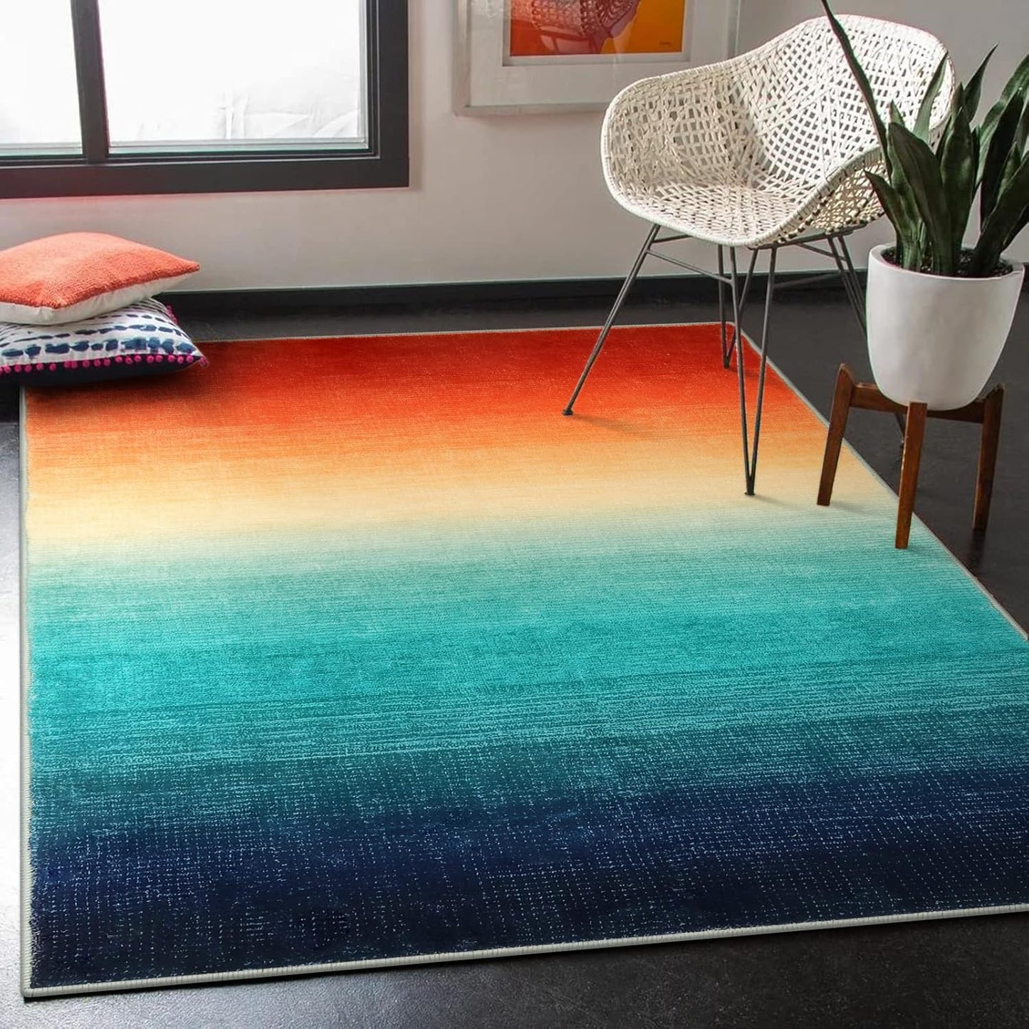 Wonnitar Colorful Area Rug 5x7 for Modern Living Spaces