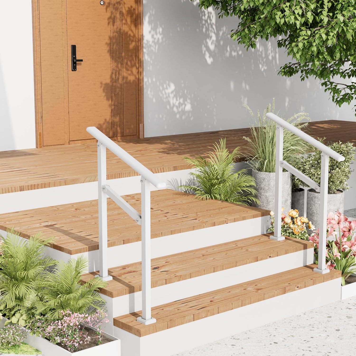 2 Pack Hand Rails for Outdoor Steps - Adjustable Railing for Safety