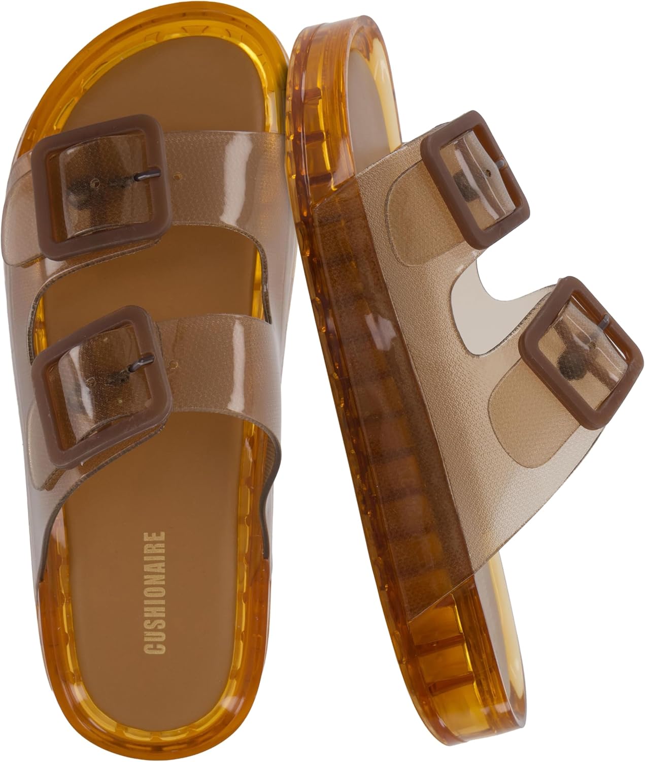CUSHIONAIRE Waterproof Double Buckle Pool Slides for Women