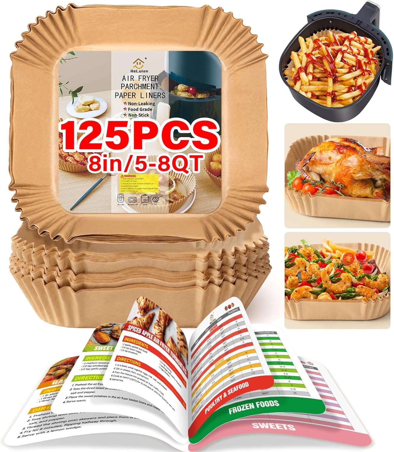 125 Disposable Air Fryer Liners + Cheat Sheet!