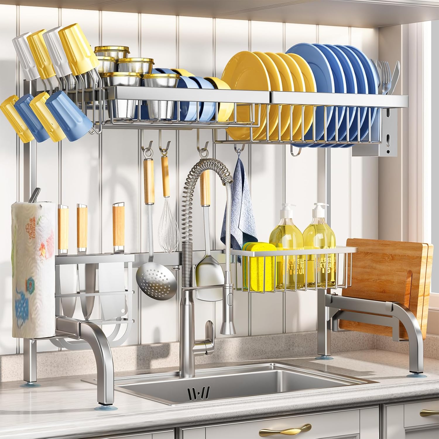 Adjustable Over The Sink Dish Drying Rack for Kitchen Use