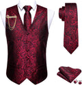Mens Paisley Silk Jacquard Waistcoat Set for Men - 5PCS Formal Combo