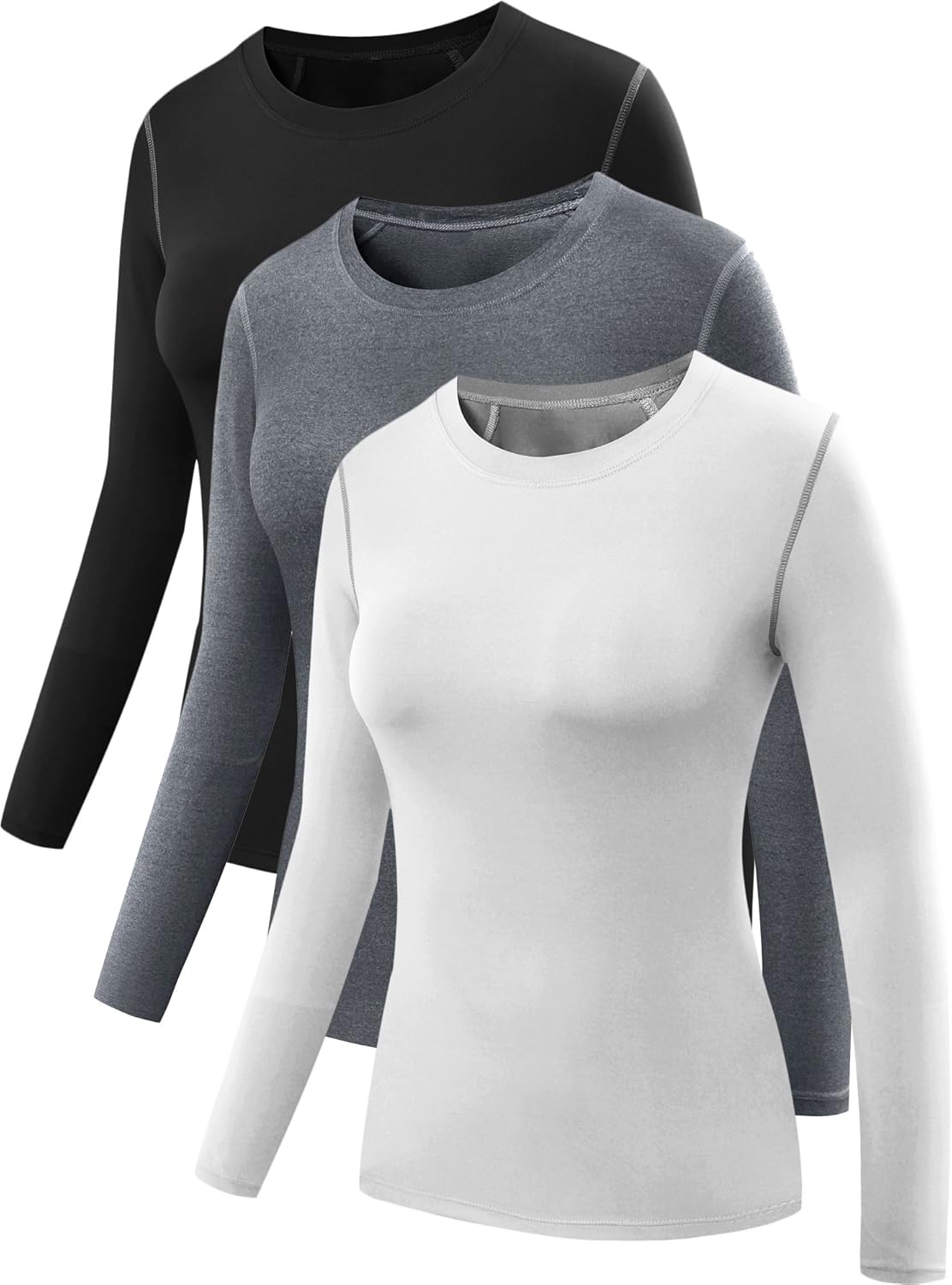 NELEUS Women's 3 Pack Athletic Compression Long Sleeve T Shirt