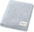 Luxury Organic Cotton Pointelle Baby Blanket (Powder Blue) - Soft