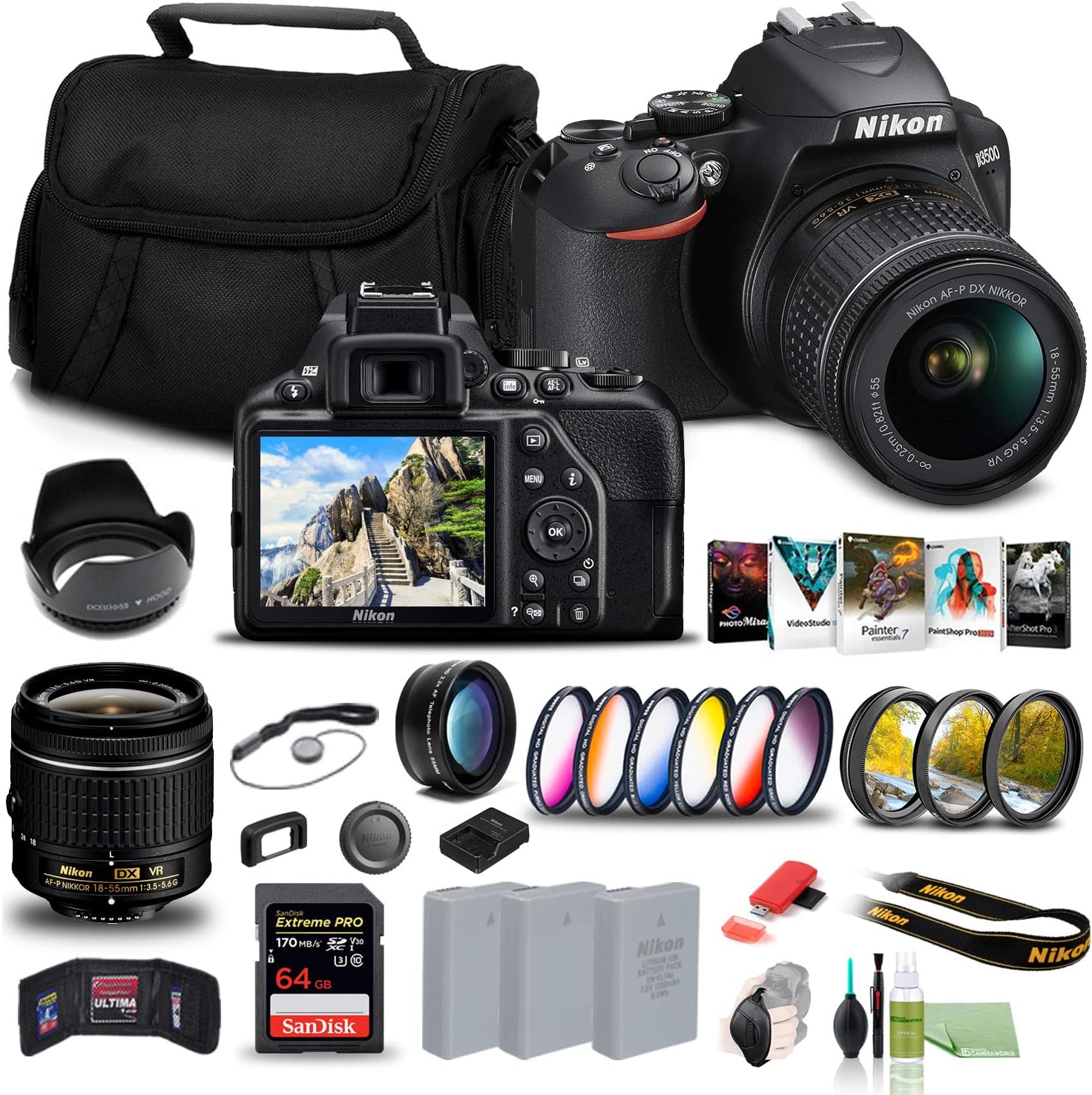 Nikon D3500 DSLR Camera Bundle with 18-55mm Lens and More