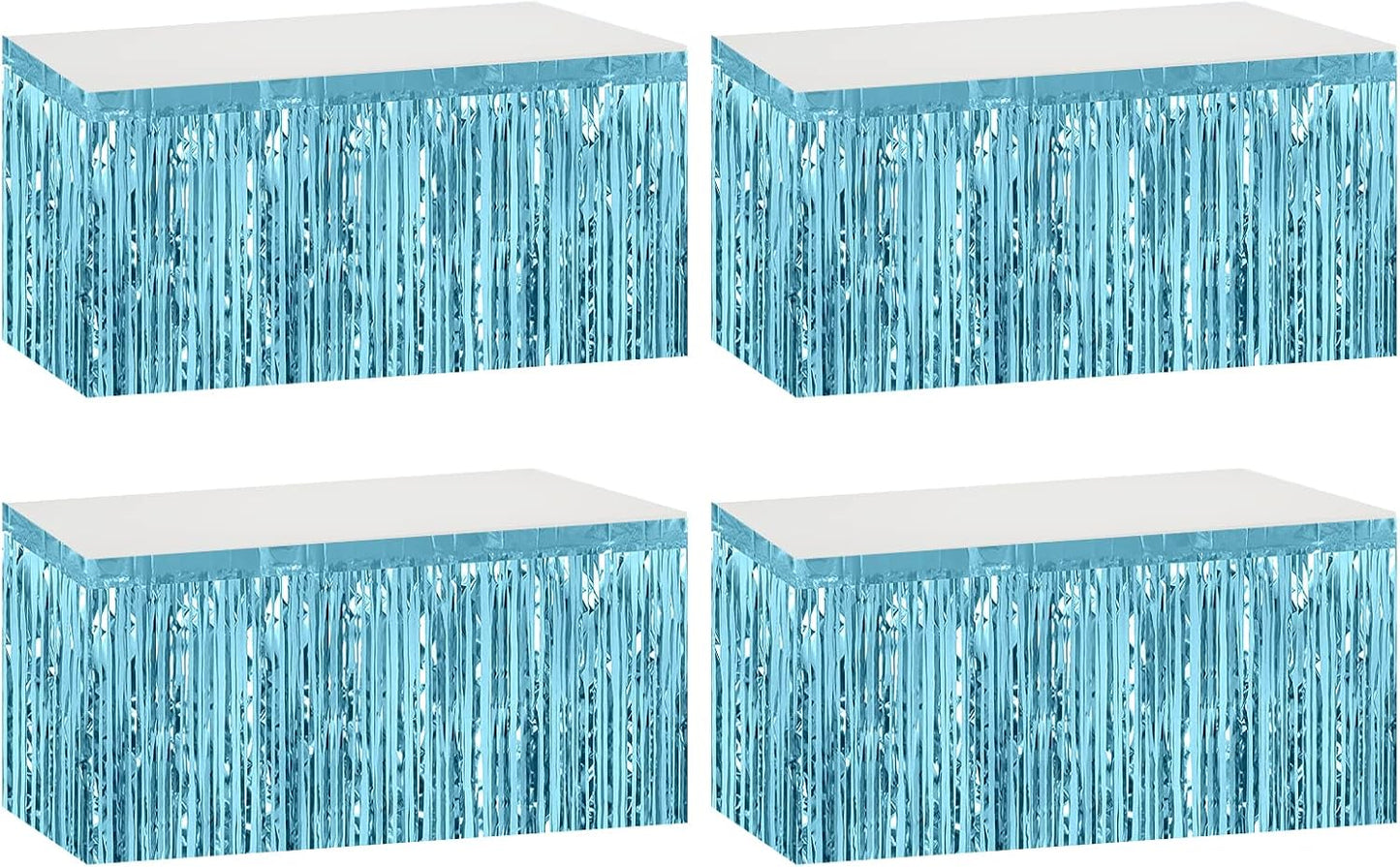 Metallic Foil Fringe Table Skirts - Festive Decor for Any Occasion!