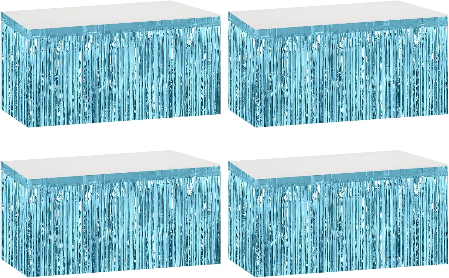Metallic Foil Fringe Table Skirts - Festive Decor for Any Occasion!