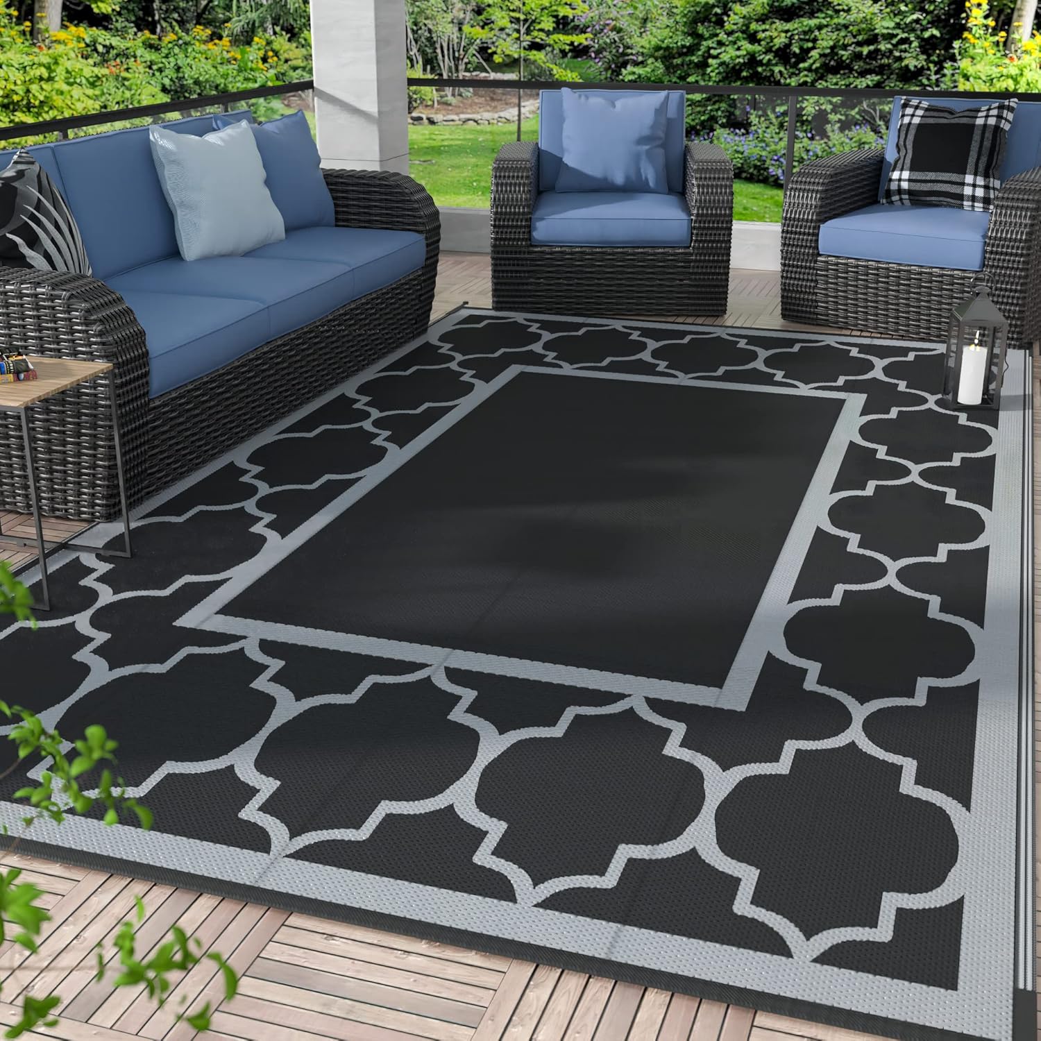 GENIMO Outdoor Rug 9ft x 12ft Waterproof for Stylish Decor