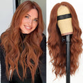 AISI HAIR Ginger Wig Long Wavy Lace Hairline Middle Part - 26 in